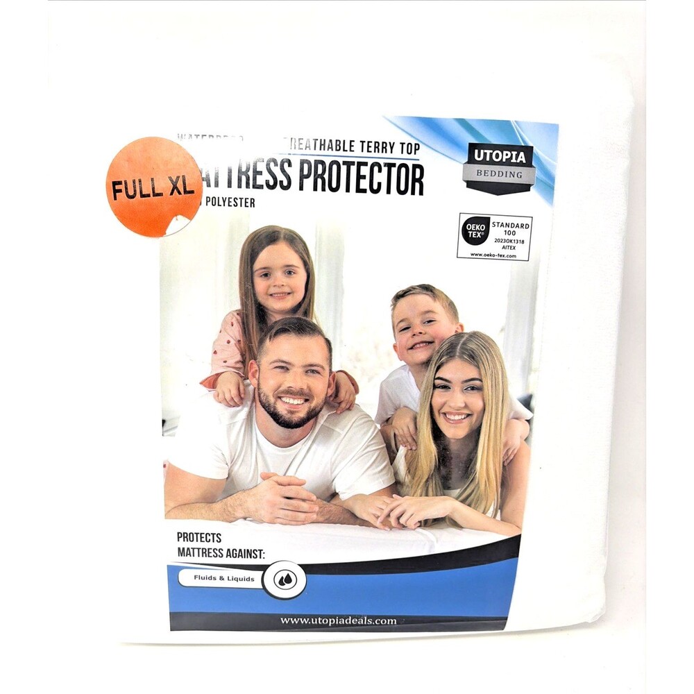 Utopia Bedding Waterproof White Terry Top Mattress Protector Full XL Dorm Apt
